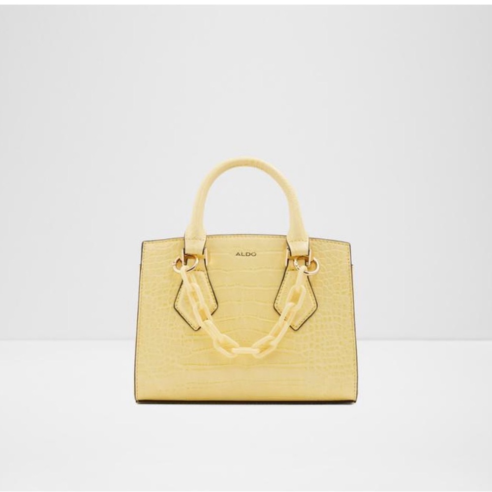 NWOT ALDO Lemon Yellow Croc-Embossed Top-Handle Satchel
